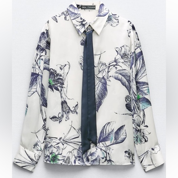ZARA PRINTED SHIRT WITH TIE 2345/115 - Picture 3 of 6